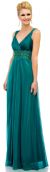 Main image of V-Neck Broad Straps Long Formal Dress with Chunky Beads